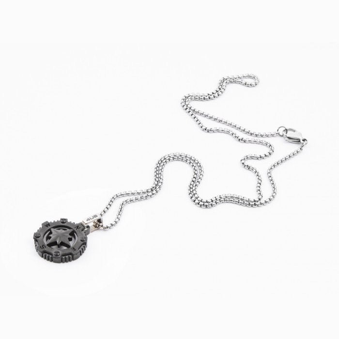 Collana con pendente bussola nera