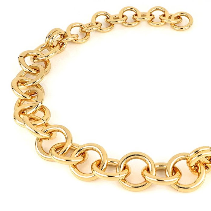 Collana catena tonda in bronzo dorato lucido