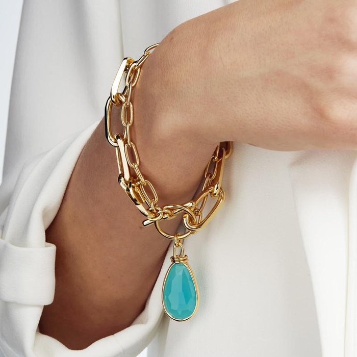 Bracciale di catena con cristallo turchese