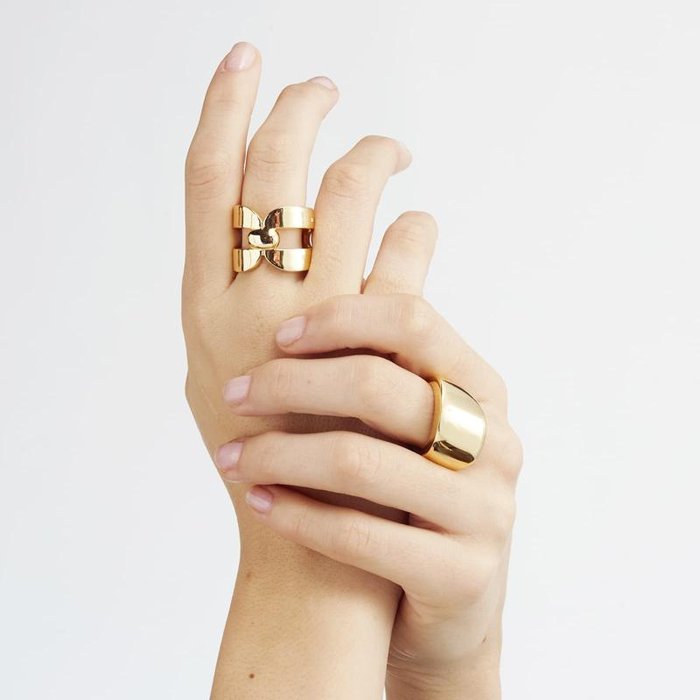 Anello in bronzo dorato a fascia