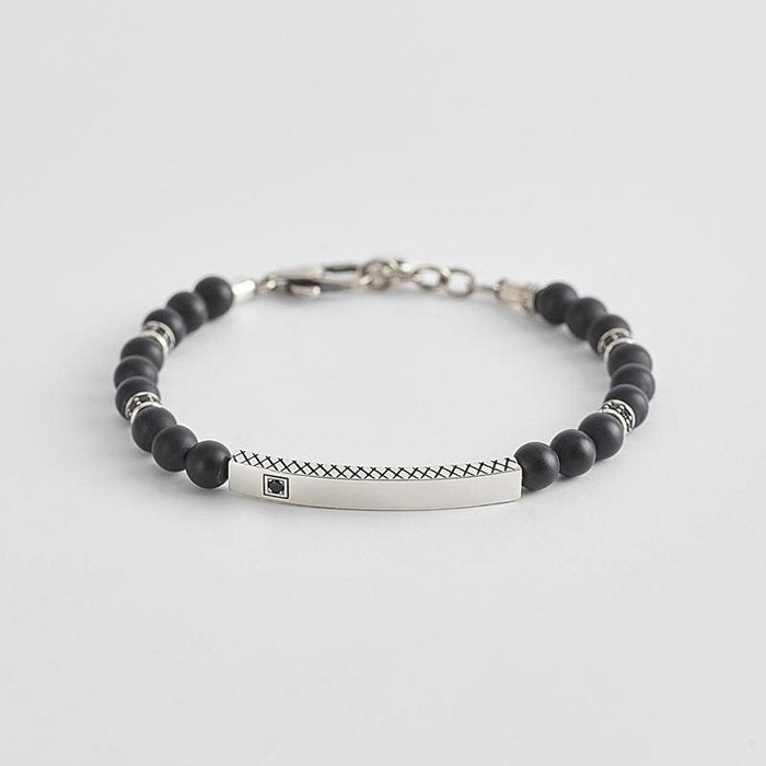 BRACCIALE AGATA E ARGENTO