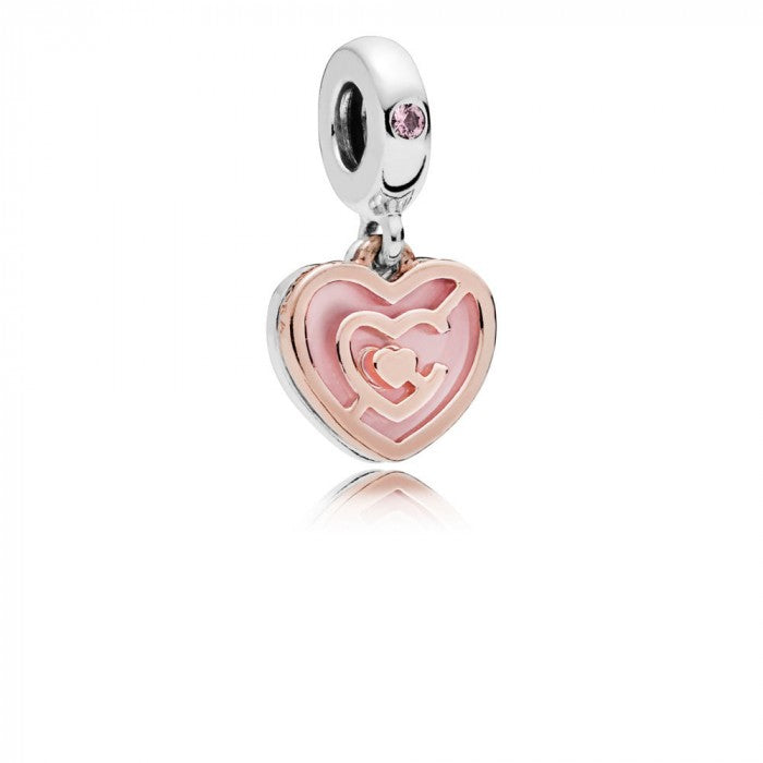 Charm pendente Labirinto di cuori rosa