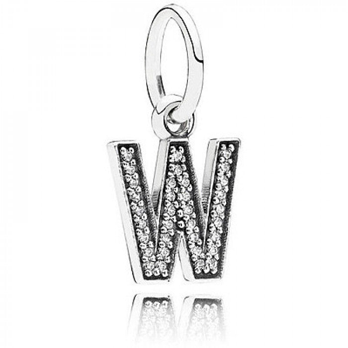 Charm pendente lettera W zirconi