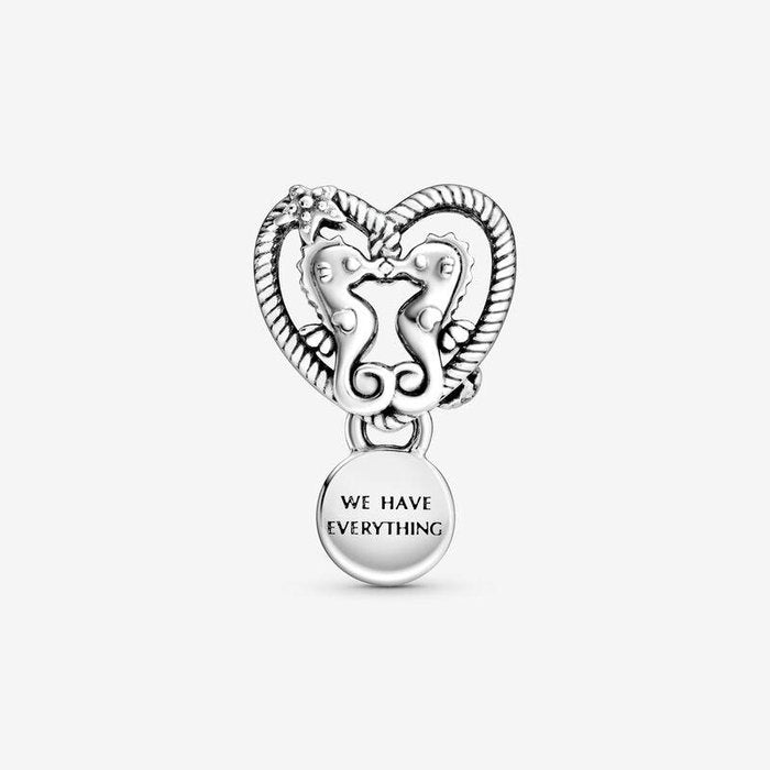 Charm openwork Cuore e cavallucci marini