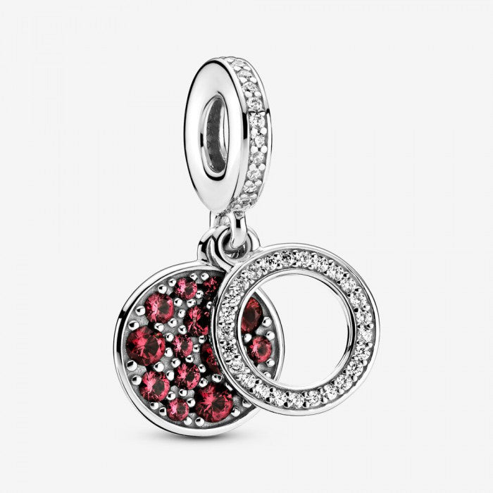 Charm pendente doppio con disco rosso scintillante