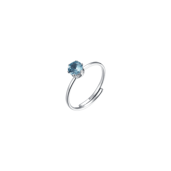 ANELLO SOLITARIO DONNA IN ACCIAIO CON CRISTALLO AZZURRO