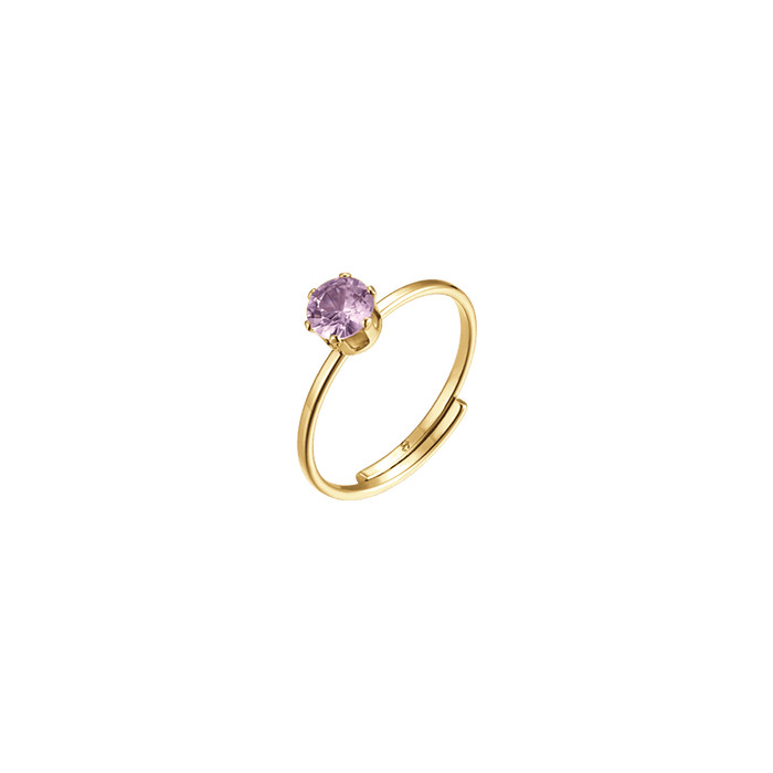 ANELLO SOLITARIO DONNA IN ACCIAIO CON CRISTALLO ROSA