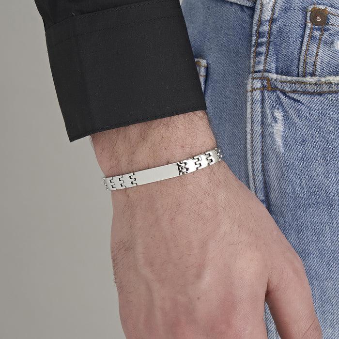 BRACCIALE UOMO IN ACCIAIO MAGLIA LARGA