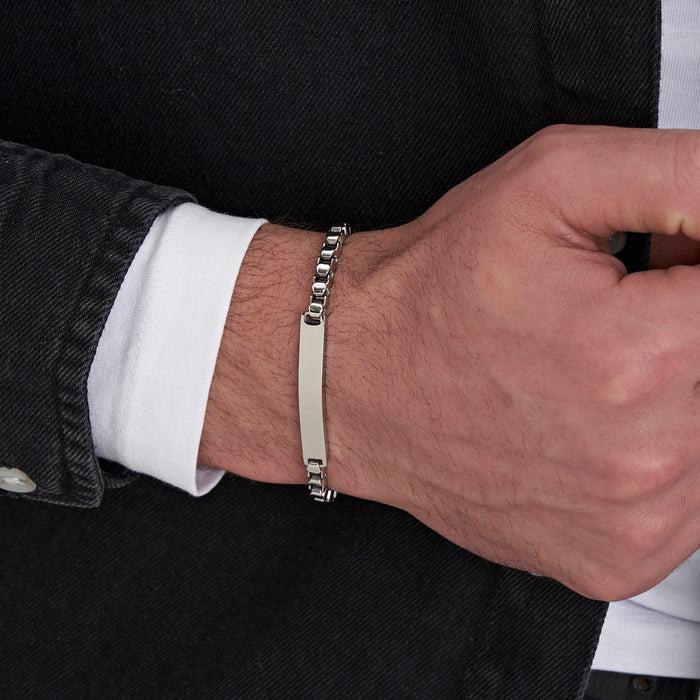 BRACCIALE UOMO IN ACCIAIO CON PIASTRA MAGLIA CATENA