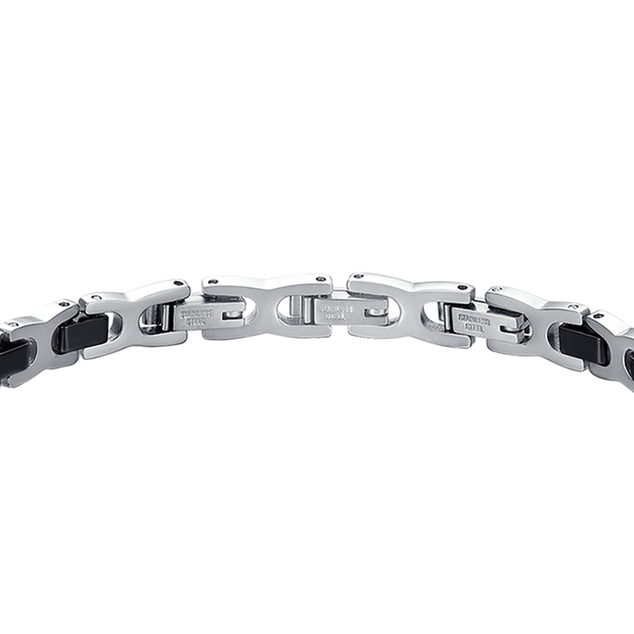 BRACCIALE UOMO IN ACCIAIO CON ELEMENTI IN CERAMICA NERA
