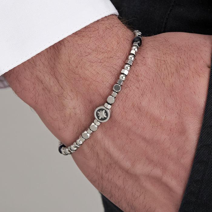 BRACCIALE UOMO IN ACCIAIO CON LAPIS E STELLA
