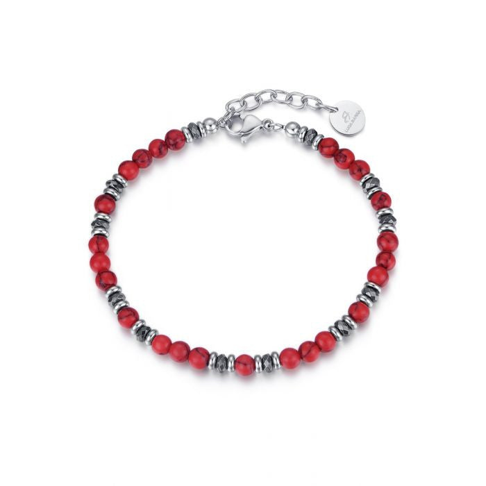 Bracciale Con Pietre Rosse Ed Ematite