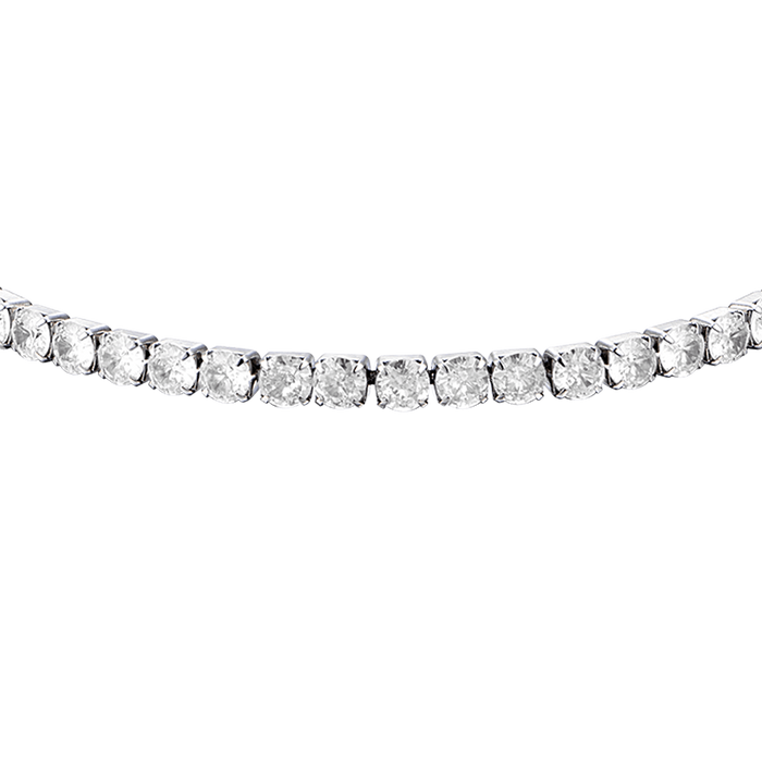 BRACCIALE TENNIS UOMO IN ACCIAIO CON CRISTALLI BIANCHI