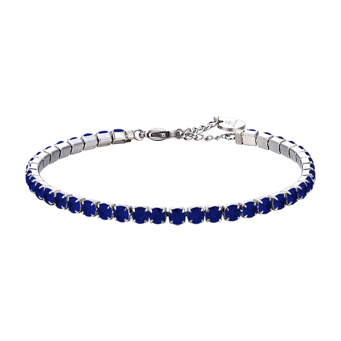 BRACCIALE TENNIS UOMO IN ACCIAIO CON CRISTALLI BLU