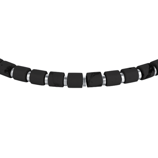 BRACCIALE UOMO IN ACCIAIO CON PIETRE NERE