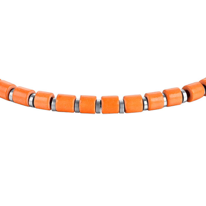 BRACCIALE UOMO IN ACCIAIO CON PIETRE ARANCIONI