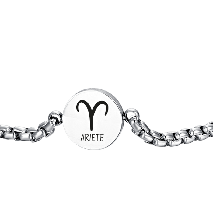 BRACCIALE UOMO IN ACCIAIO SEGNO ZODIACALE ARIETE PIASTRA