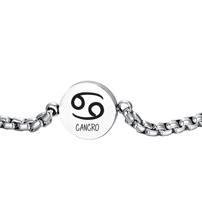 BRACCIALE UOMO IN ACCIAIO SEGNO ZODIACALE CANCRO PIASTRA