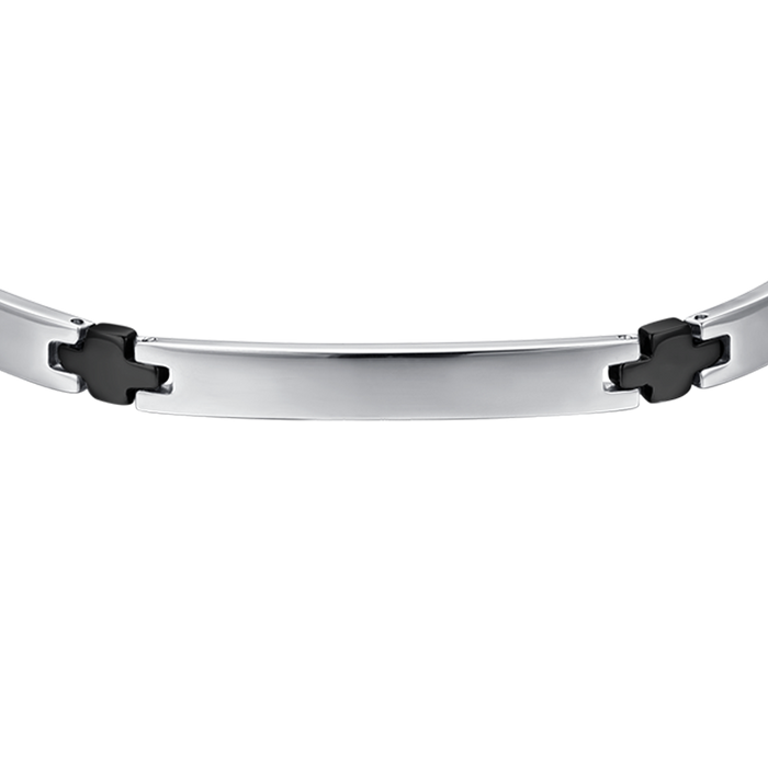 BRACCIALE UOMO IN ACCIAIO CON PIASTRA E CROCI IP NERO