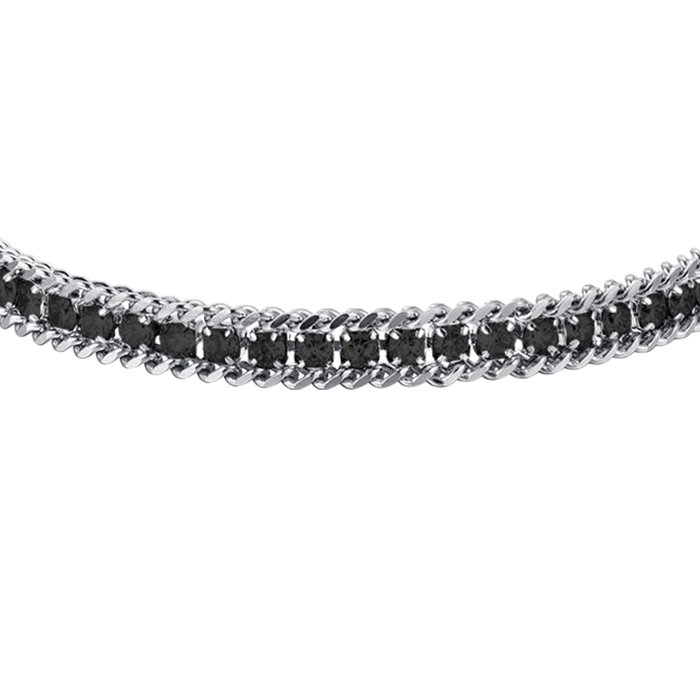 BRACCIALE UOMO TENNIS IN ACCIAIO CON CRISTALLI NERI