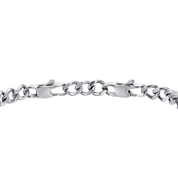 BRACCIALE UOMO IN ACCIAIO ELEMENTO CON CRISTALLI NERI
