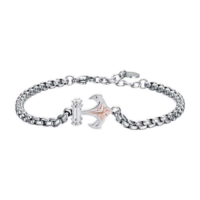 BRACCIALE UOMO IN ACCIAIO ANCORA E ROSA DEI VENTI