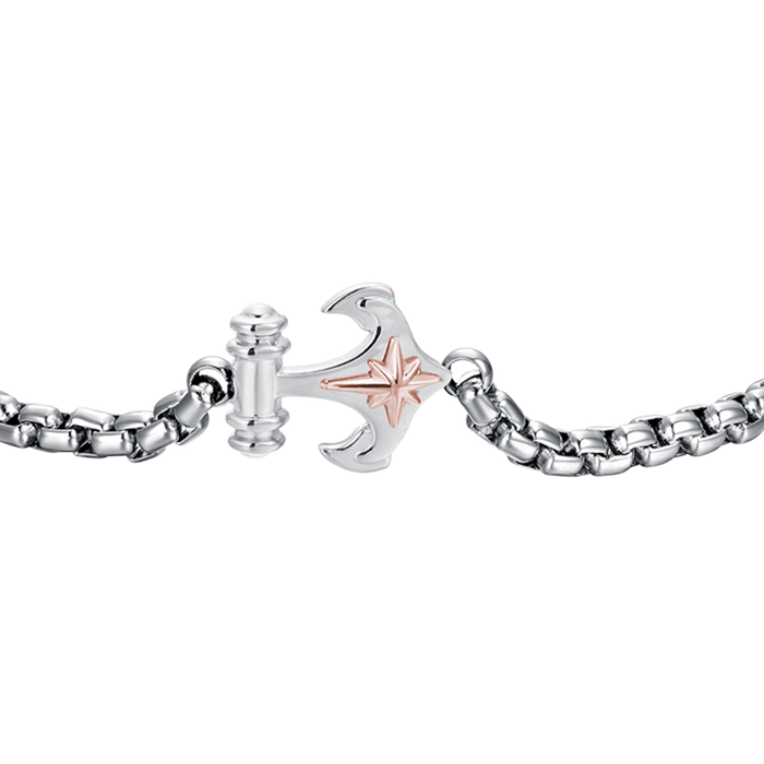BRACCIALE UOMO IN ACCIAIO ANCORA E ROSA DEI VENTI