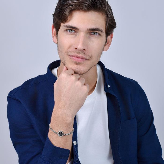 BRACCIALE UOMO IN ACCIAIO ANCORA IP NERO