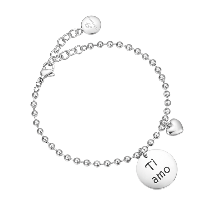 BRACCIALE IN ACCIAIO CON CIONDOLO IN METALLO TI AMO