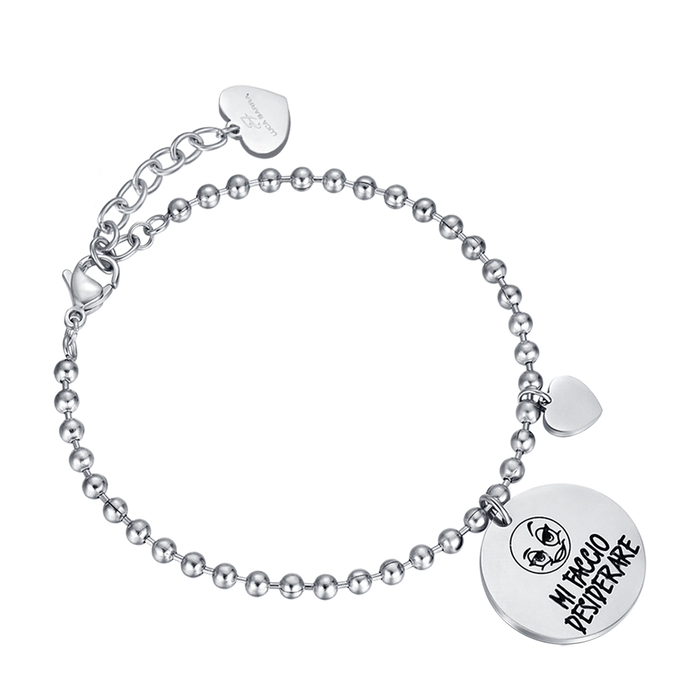 BRACCIALE DONNA IN ACCIAIO CON FRASE MI FACCIO DESIDERARE