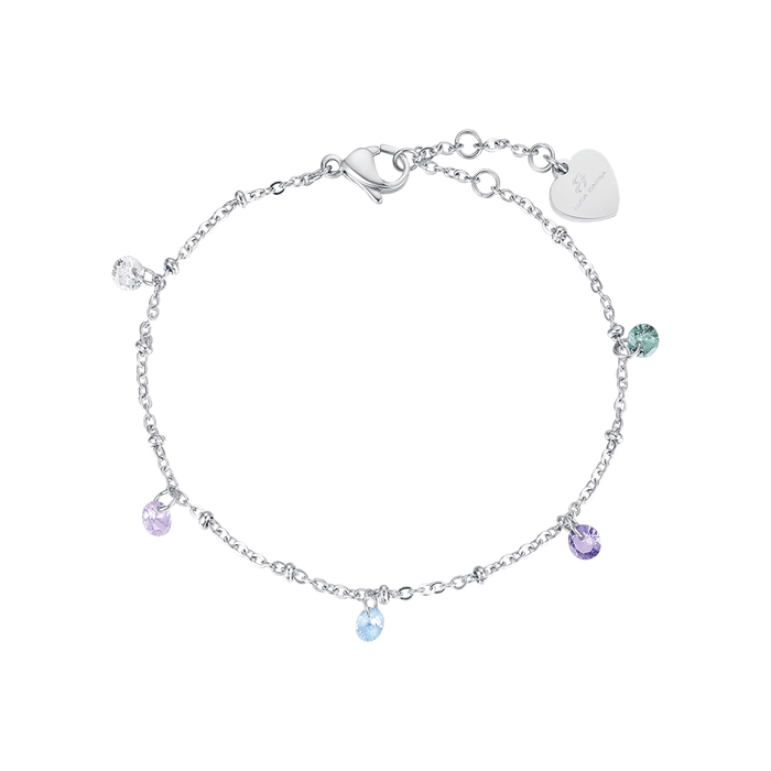 BRACCIALE DONNA IN ACCIAIO CON CRISTALLI MULTICOLOR