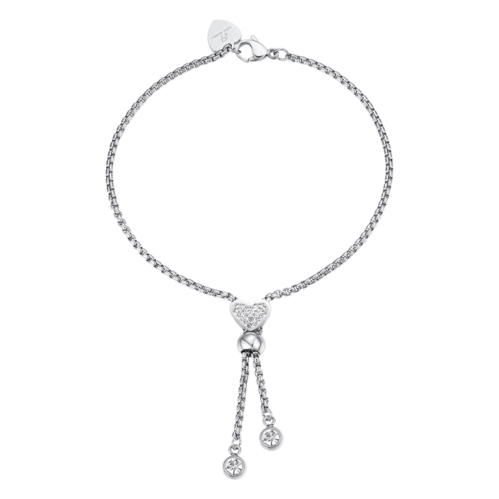 BRACCIALE IN ACCIAIO CON CUORE CON CRISTALLI BIANCHI