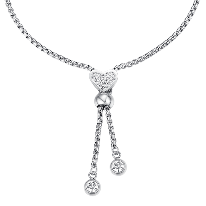 BRACCIALE IN ACCIAIO CON CUORE CON CRISTALLI BIANCHI