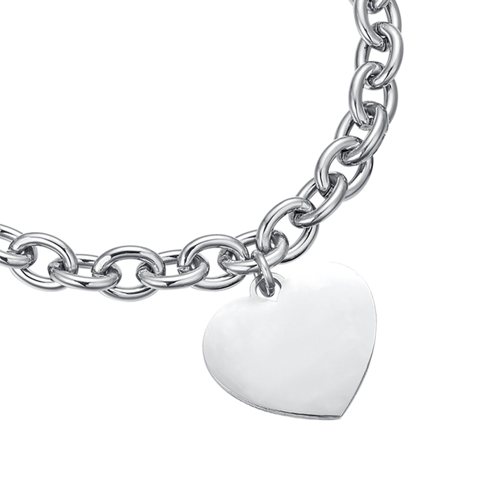 BRACCIALE DONNA PERSONALIZZATO IN ACCIAIO CON CUORE MAGLIA CATENA