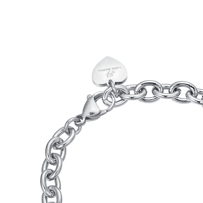 BRACCIALE DONNA PERSONALIZZATO IN ACCIAIO CON CUORE MAGLIA CATENA