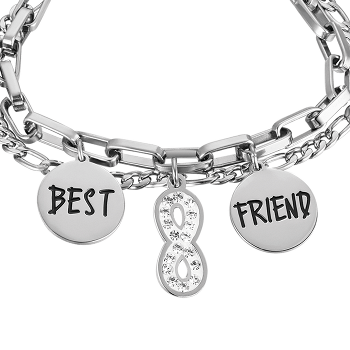 BRACCIALE DONNA IN ACCIAIO CON INFINITO CON CRISTALLI BIANCHI
