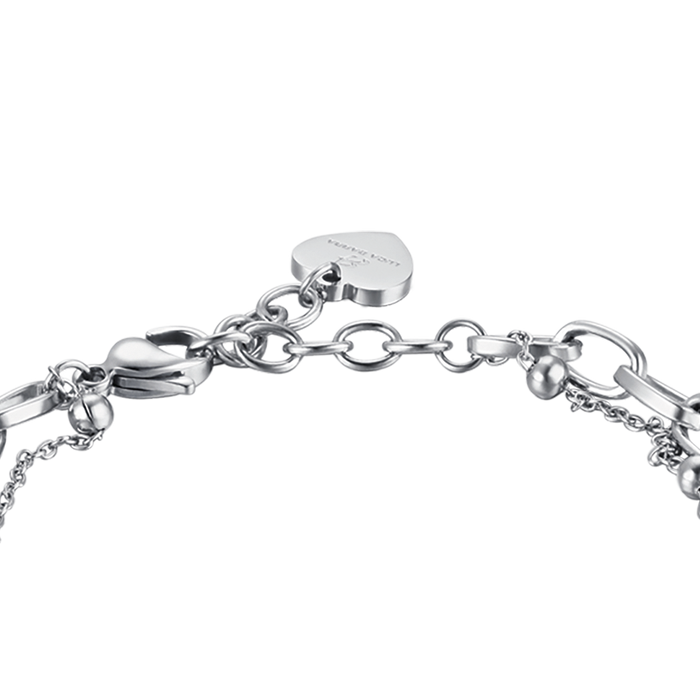 BRACCIALE DONNA IN ACCIAIO IP GOLD CON CUORE E PERLE