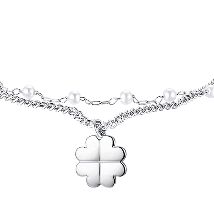 BRACCIALE DONNA IN ACCIAIO IP GOLD CON QUADRIFOGLIO