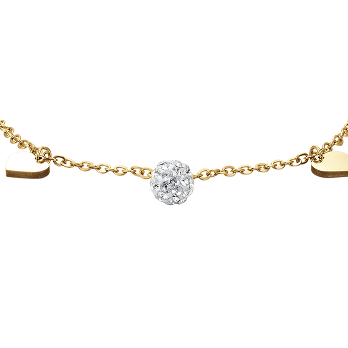 BRACCIALE DONNA IN ACCIAIO CON CUORI E CRISTALLI BIANCHI