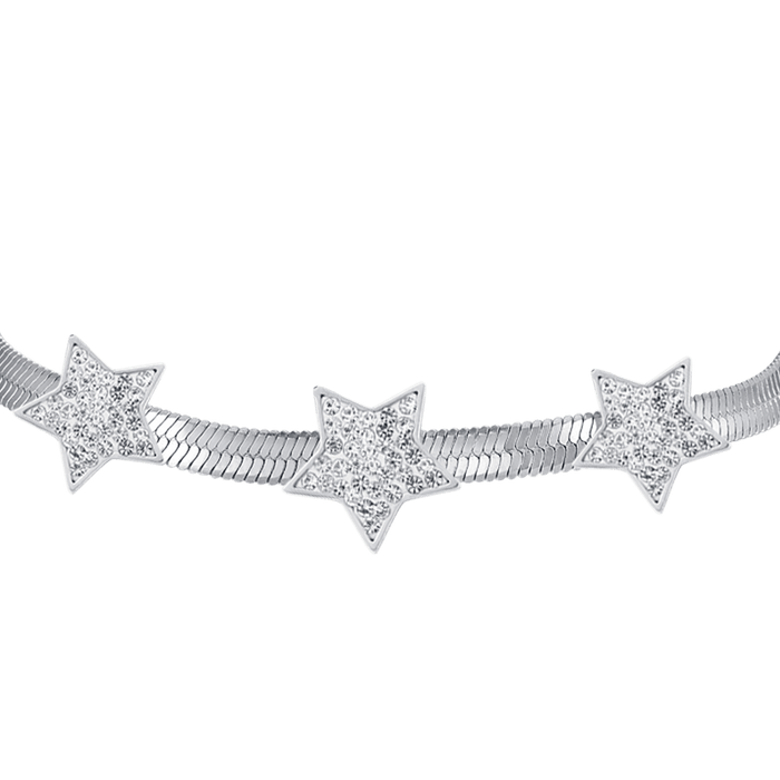 BRACCIALE DONNA SNAKE IN ACCIAIO CON STELLE CON CRISTALLI BIANCHI