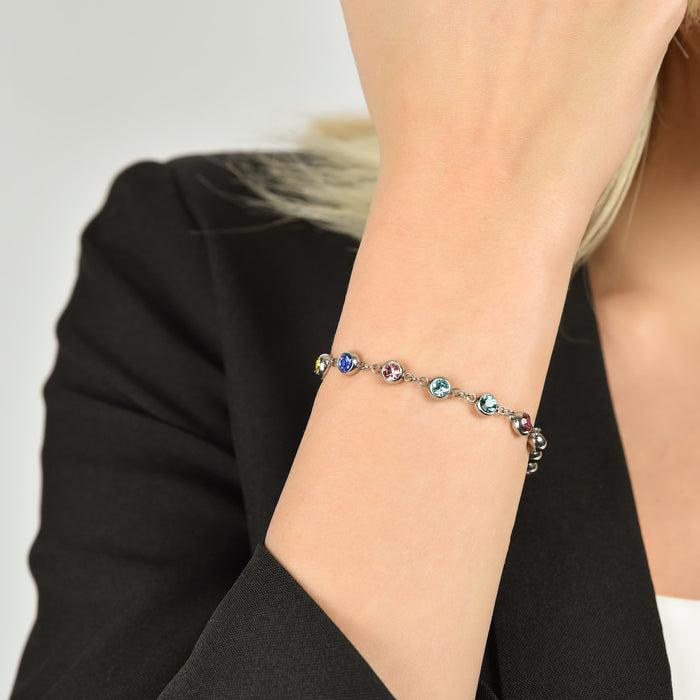 BRACCIALE DONNA IN ACCIAIO CON CRISTALLI MULTICOLOR