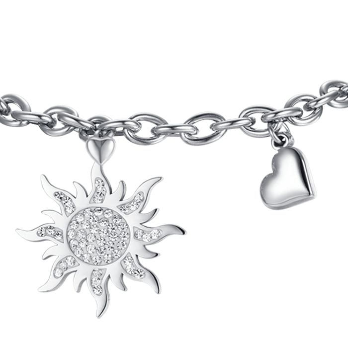 BRACCIALE DONNA IN ACCIAIO CON SOLE CON CRISTALLI BIANCHI