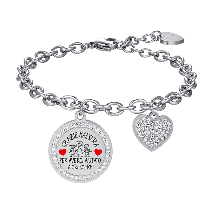 BRACCIALE DONNA IN ACCIAIO GRAZIE MAESTRA PER AVERCI AIUTATO A CRESCERE