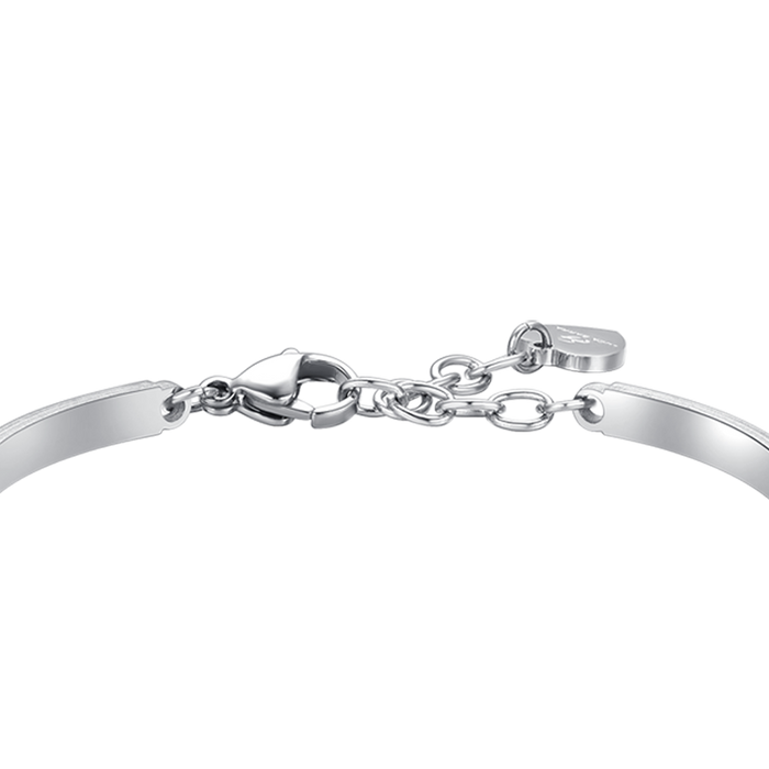BRACCIALE DONNA IN ACCIAIO ELEMENTO CRISTALLO ACQUAMARINA E CRISTALLI BIANCHI