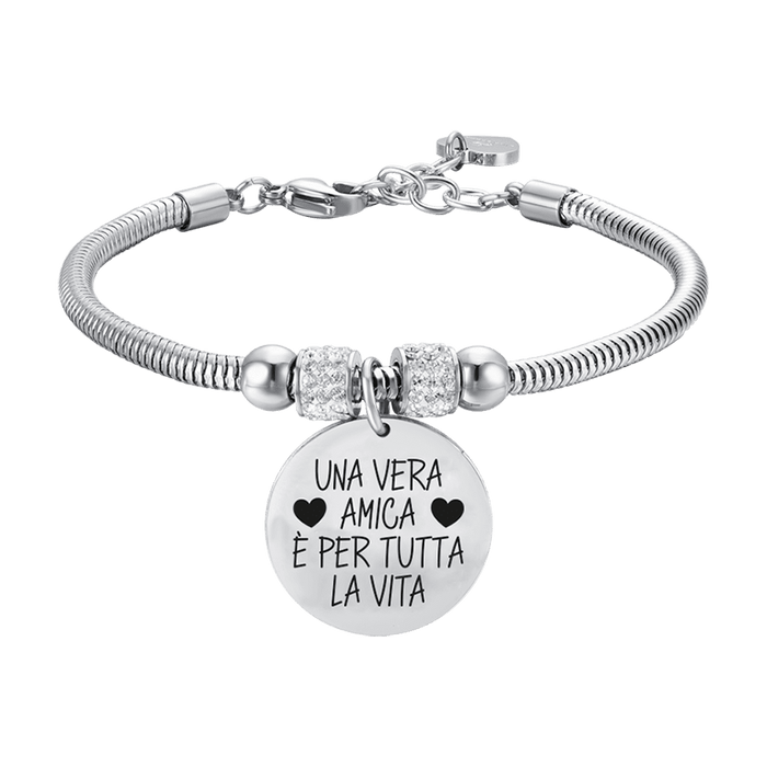 BRACCIALE DONNA IN ACCIAIO UNA VERA AMICA E' PER TUTTA LA VITA