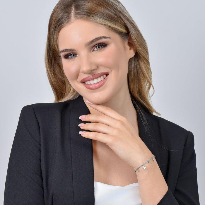 BRACCIALE DONNA IN ACCIAIO FARFALLE E CRISTALLI