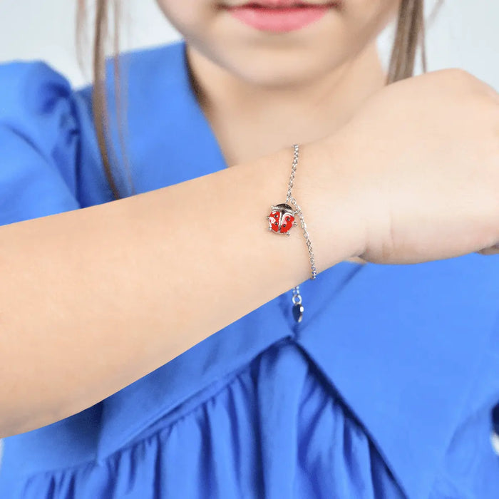 BRACCIALE BAMBINA IN ACCIAIO CON COCCINELLA