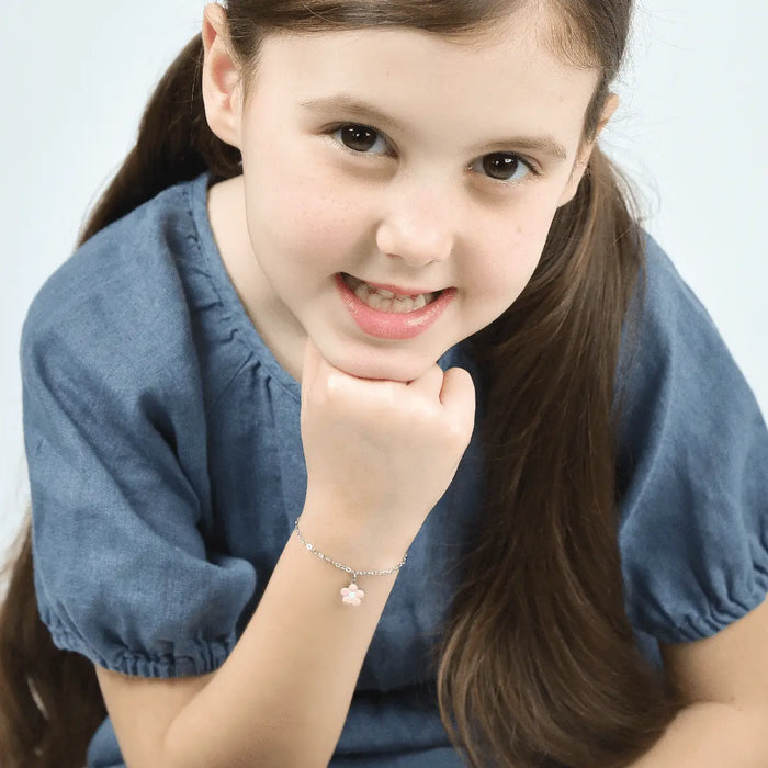 BRACCIALE BAMBINA IN ACCIAIO CON FIORE