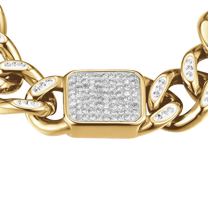 BRACCIALE DONNA IN ACCIAIO DORATO E CRISTALLI BIANCHI
