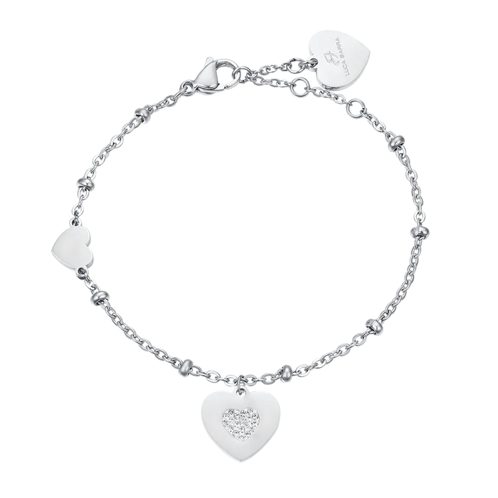 BRACCIALE DONNA IN ACCIAIO IP GOLD CON CUORI CON CRISTALLI BIANCHI